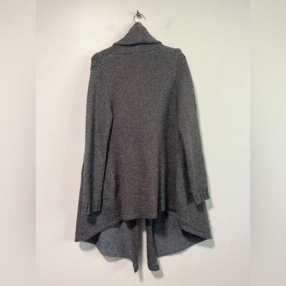 Sisley Grey Wool Blend Knit Open Front Long Cardigan Coat OS - Picture 11 of 15